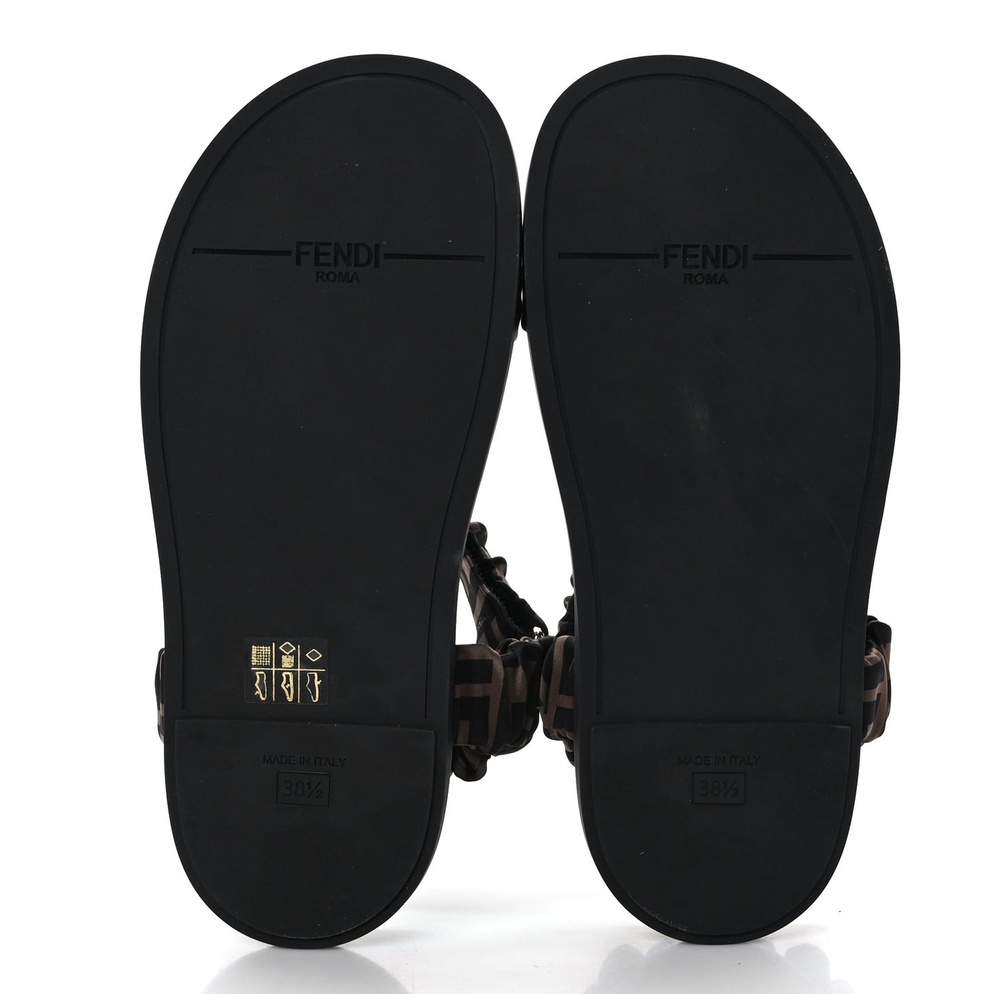 Satin FF Ruched Sandals 38.5 Tobacco Black