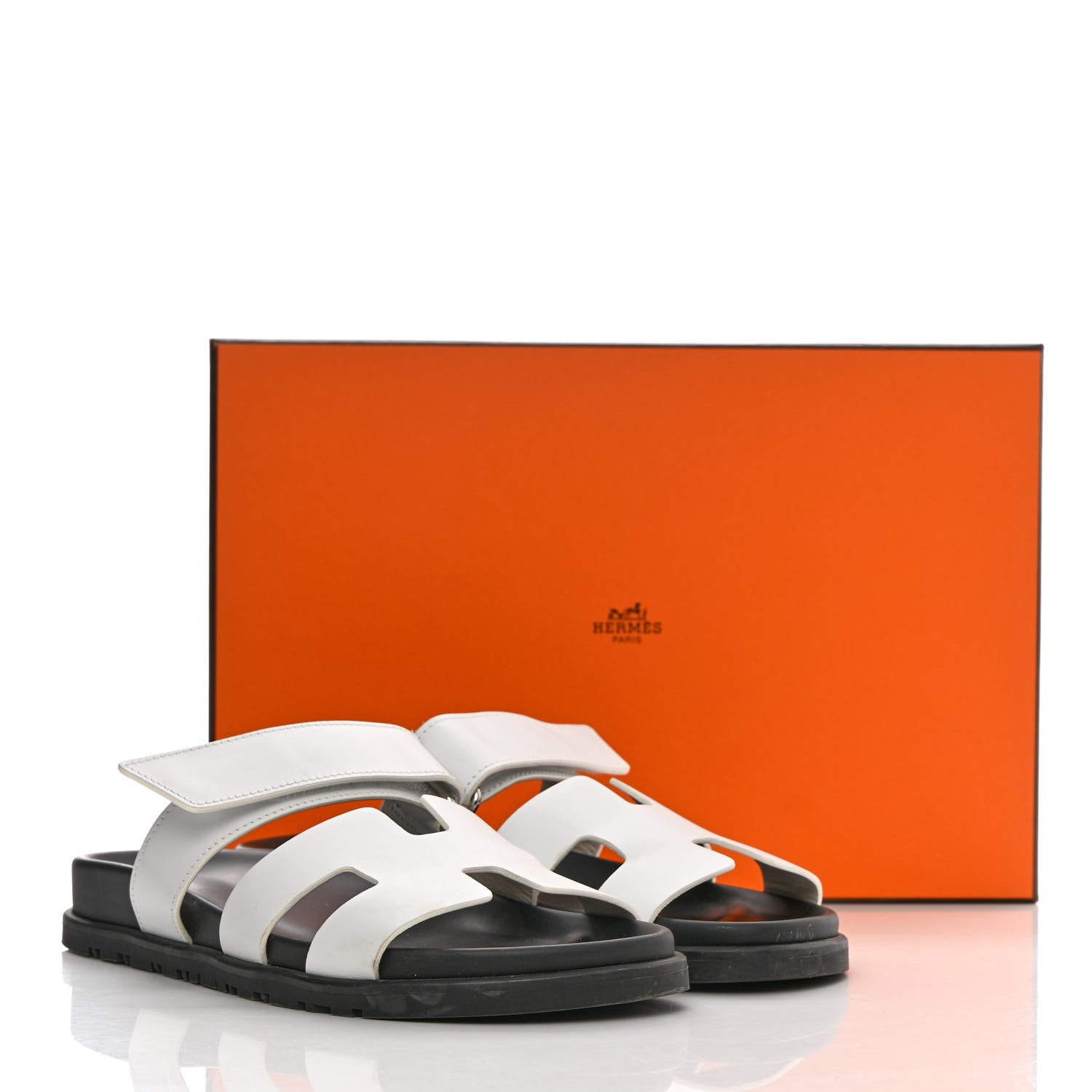 Hermes Calfskin Womens Chypre Sandals 38 White 14 of 14