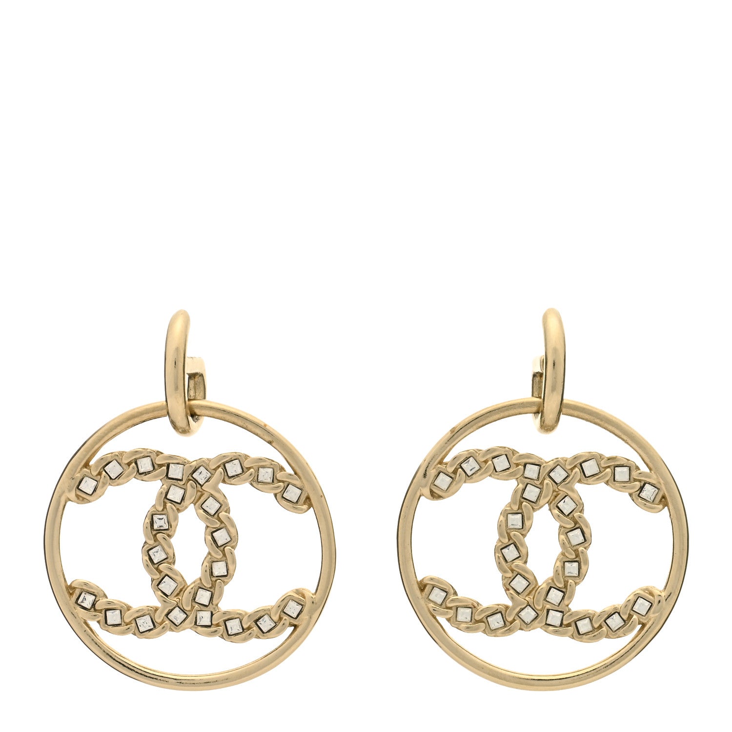 Chanel Baguette Crystal High Society CC Drop Earrings Gold 1 of 3