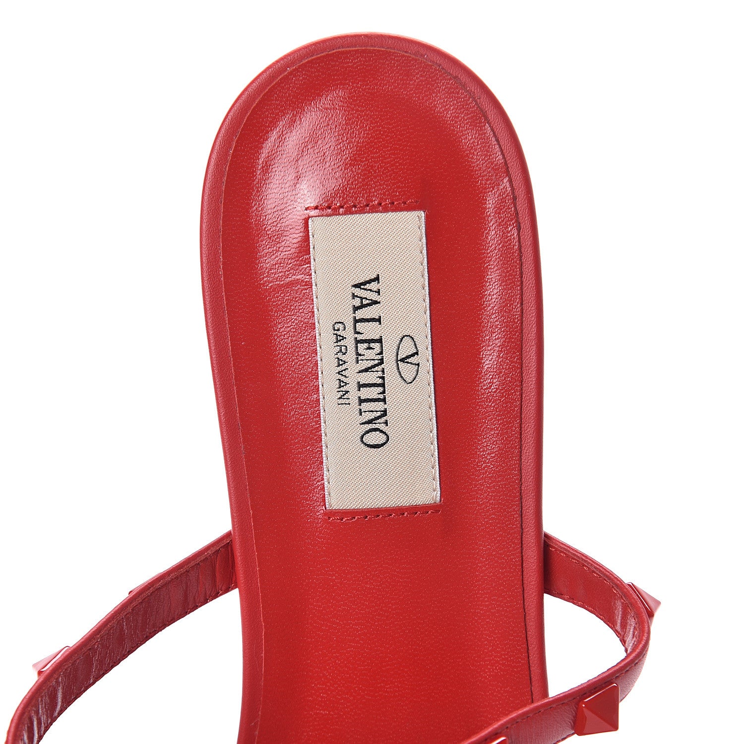 Valentino Garavani Calfskin Monochrome Rockstud Caged Flat Slide Sandals 39 Rouge Pur 5 of 7