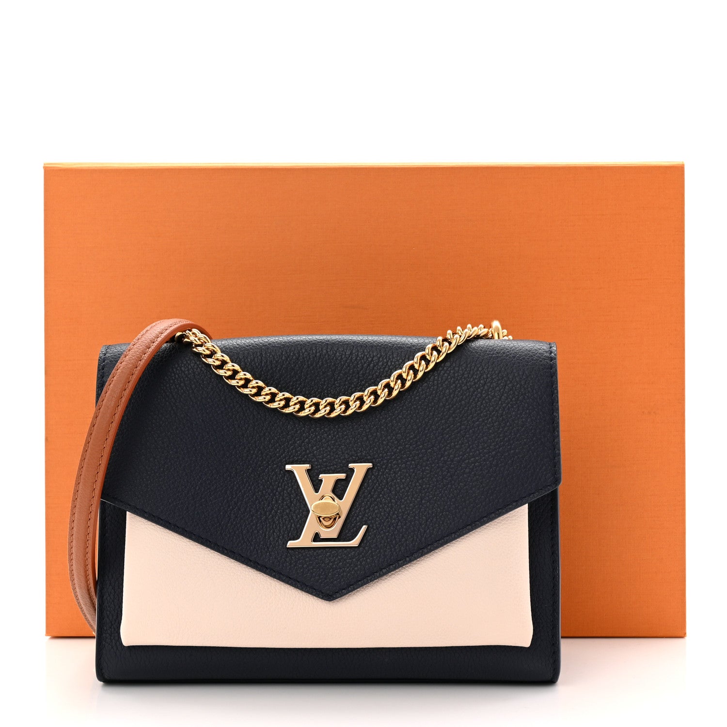 Louis Vuitton Soft Calfskin Mylockme Chain Bag BB Navy 9 of 9