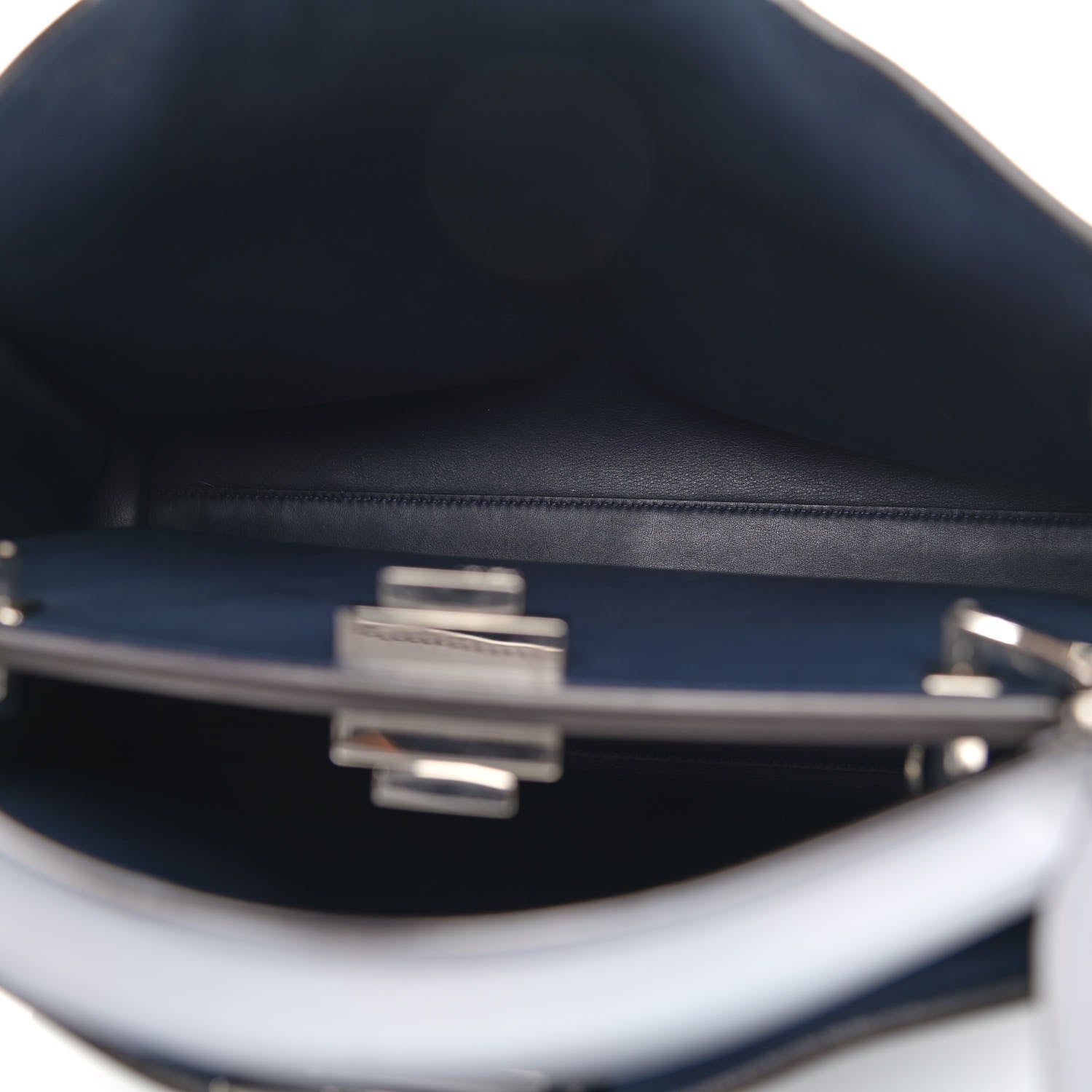 Fendi Vitello Tahiti Burro Large Peekaboo Iconic Essentially Satchel Ardesia Dark Blue 5 of 12