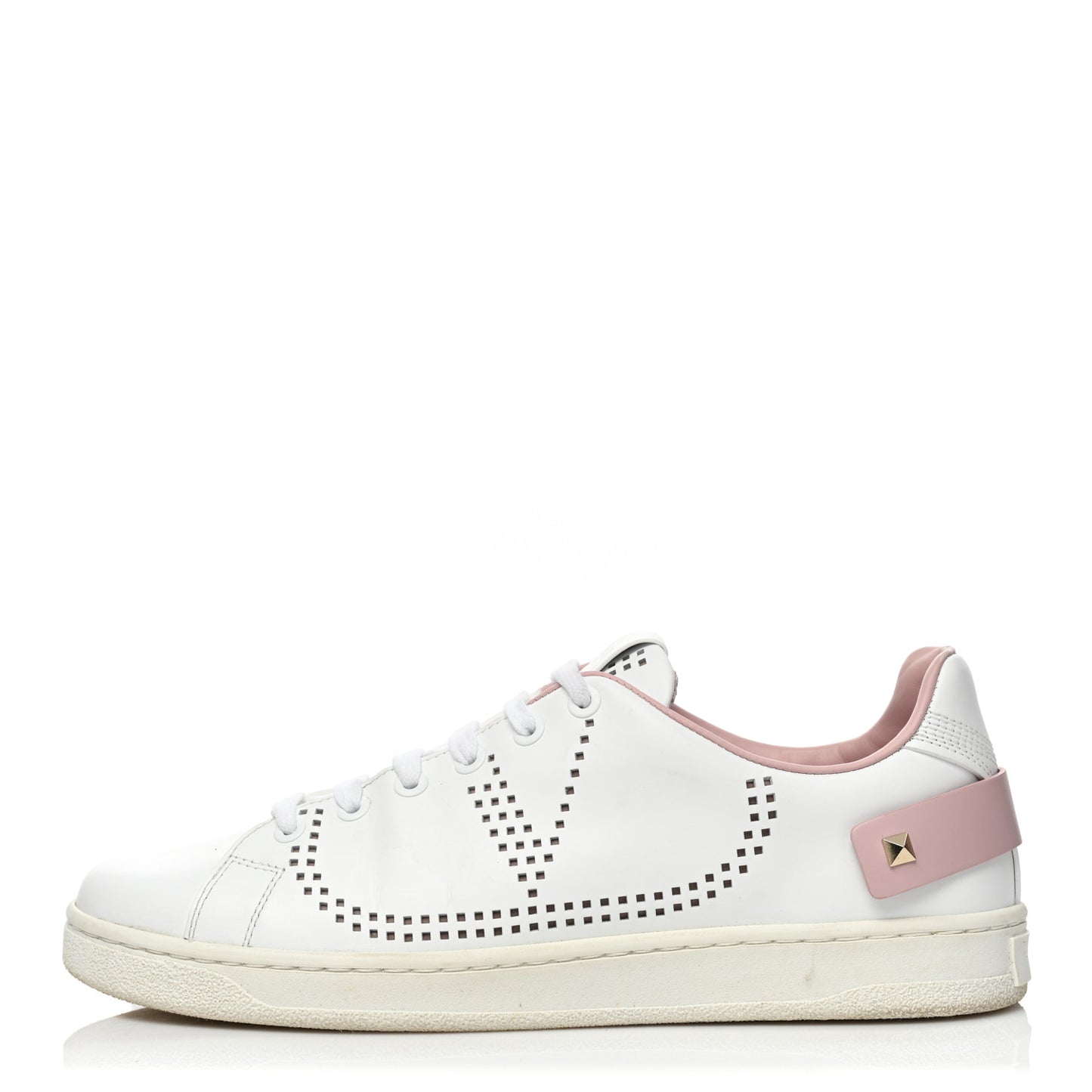Calfskin Womens Backnet Sneakers 38 White Pink
