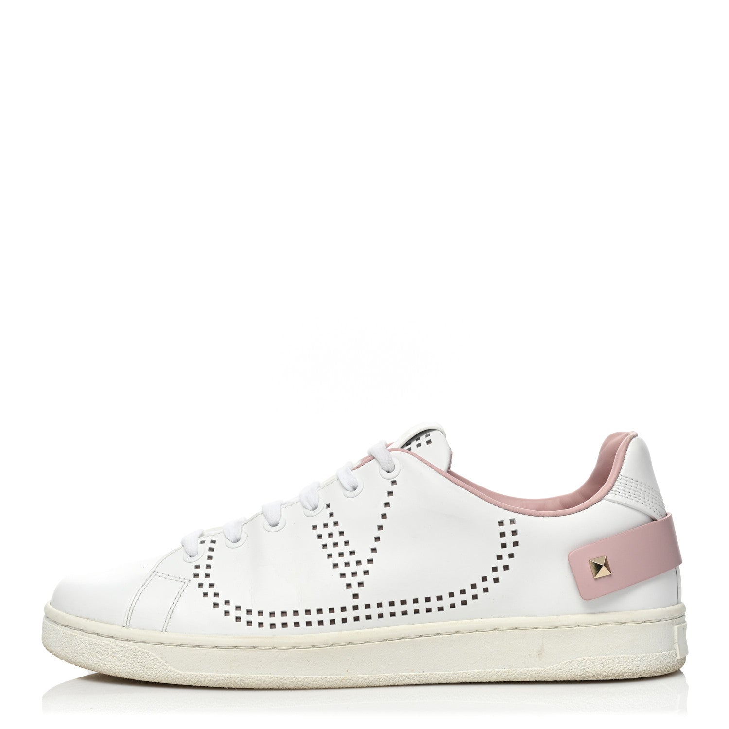 Valentino Garavani Calfskin Womens Backnet Sneakers 38 White Pink 1 of 12