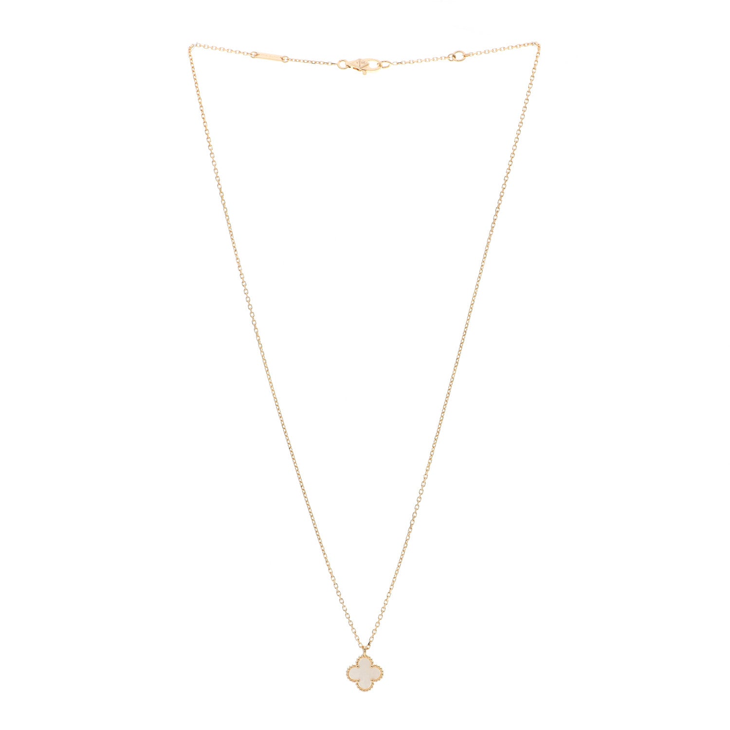 Van Cleef & Arpels 18K Yellow Gold Mother of Pearl Sweet Alhambra Pendant Necklace 2 of 5
