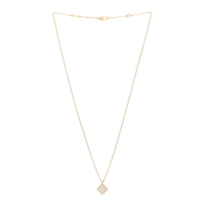 Van Cleef & Arpels 18K Yellow Gold Mother of Pearl Sweet Alhambra Pendant Necklace 2 of 5