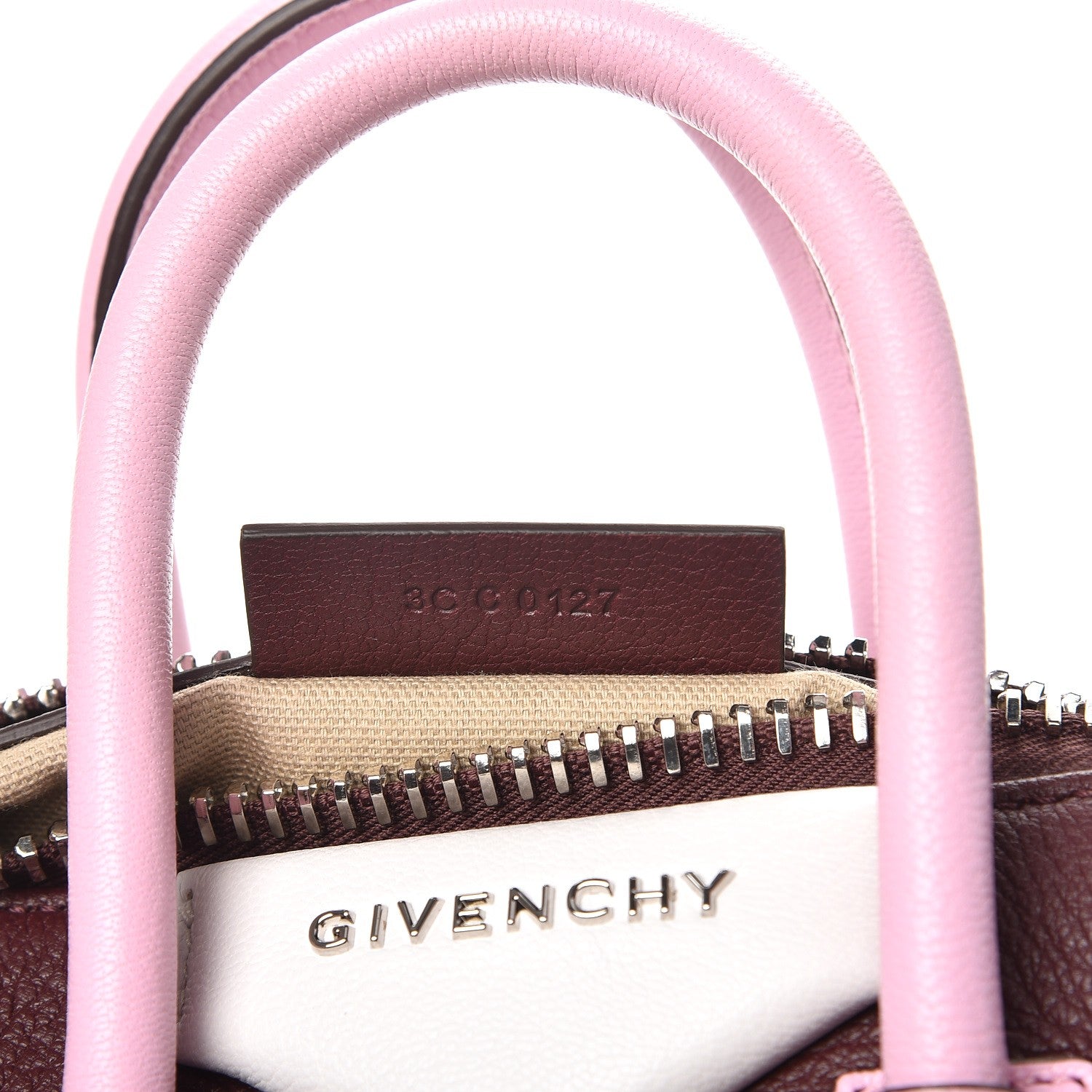 Givenchy Sugar Goatskin Mini Tri-Color Antigona Burgundy Pink White 6 of 9
