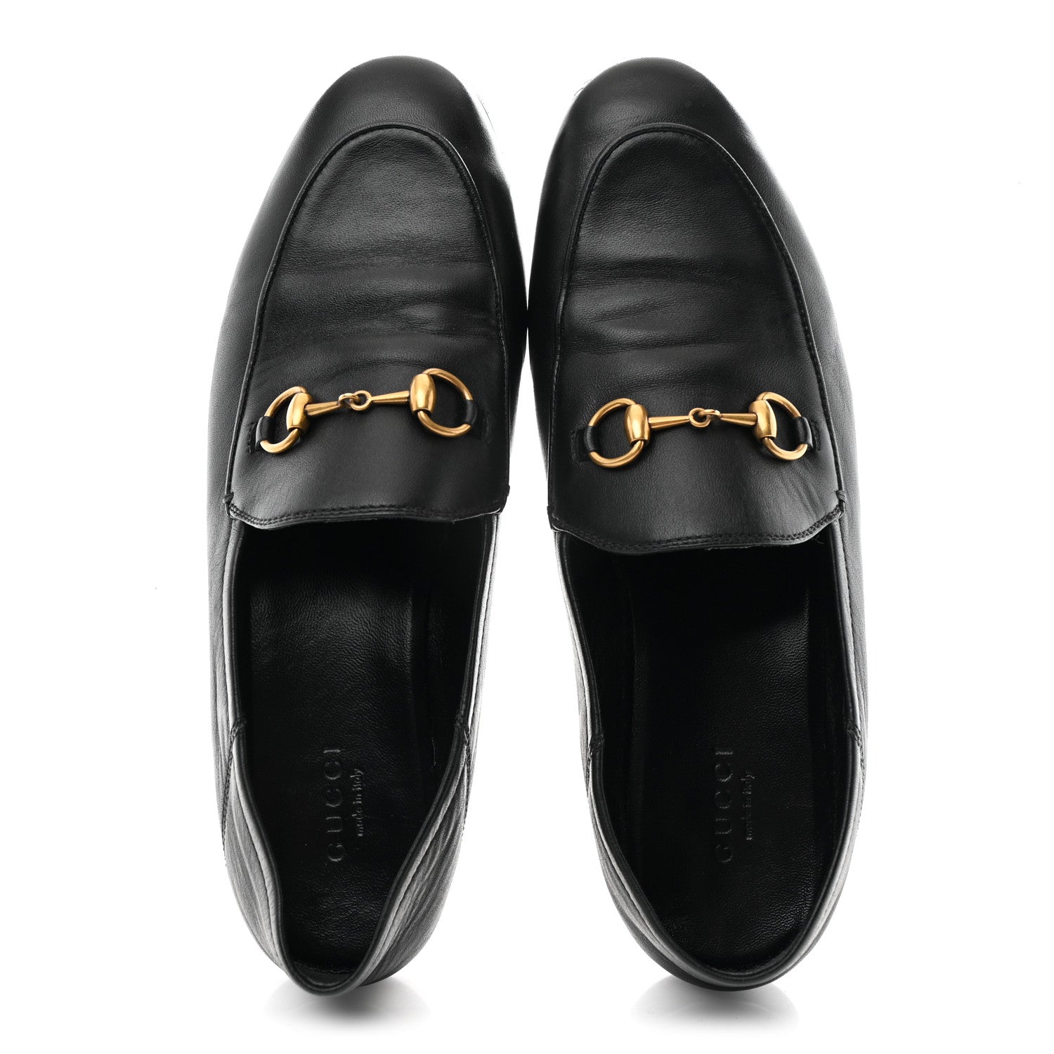 Gucci Lambskin Womens Brixton Horsebit Loafers 37.5 Black 2 of 9