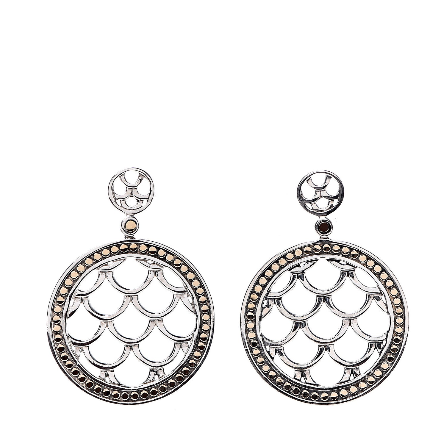 Sterling Silver 18K Yellow Gold Naga Round Earrings