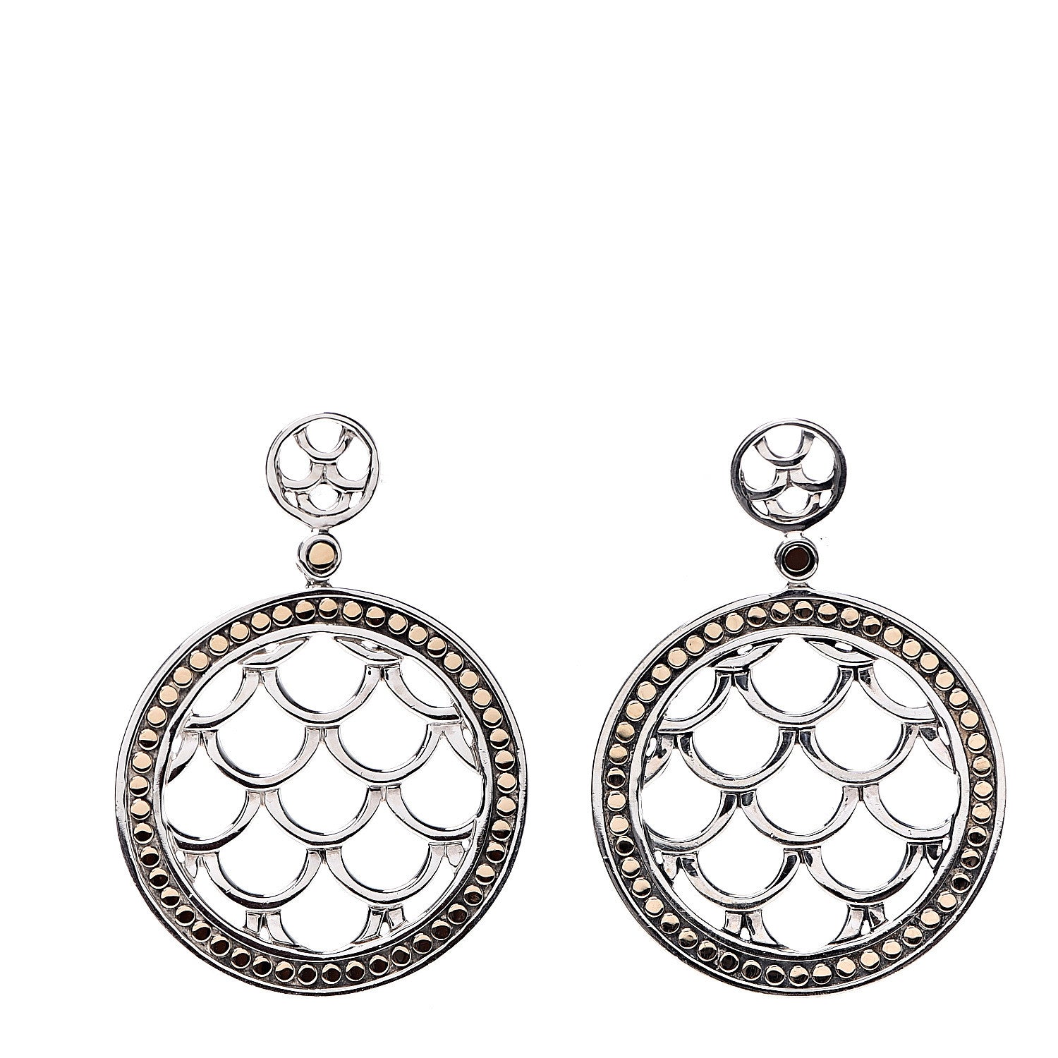 John Hardy Sterling Silver 18K Yellow Gold Naga Round Earrings 1 of 4