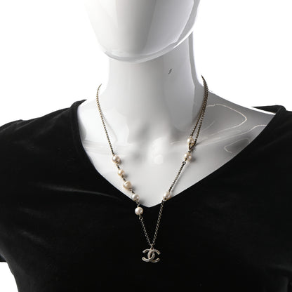 Chanel Strass Crystal Pearl Beaded CC Short Necklace 2 of 5