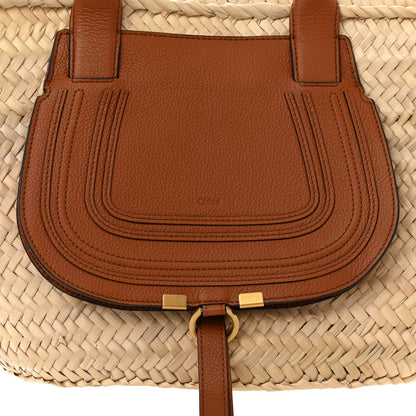 Chloe Raffia Small Grain Calfskin Medium Marcie Basket Tan 9 of 12