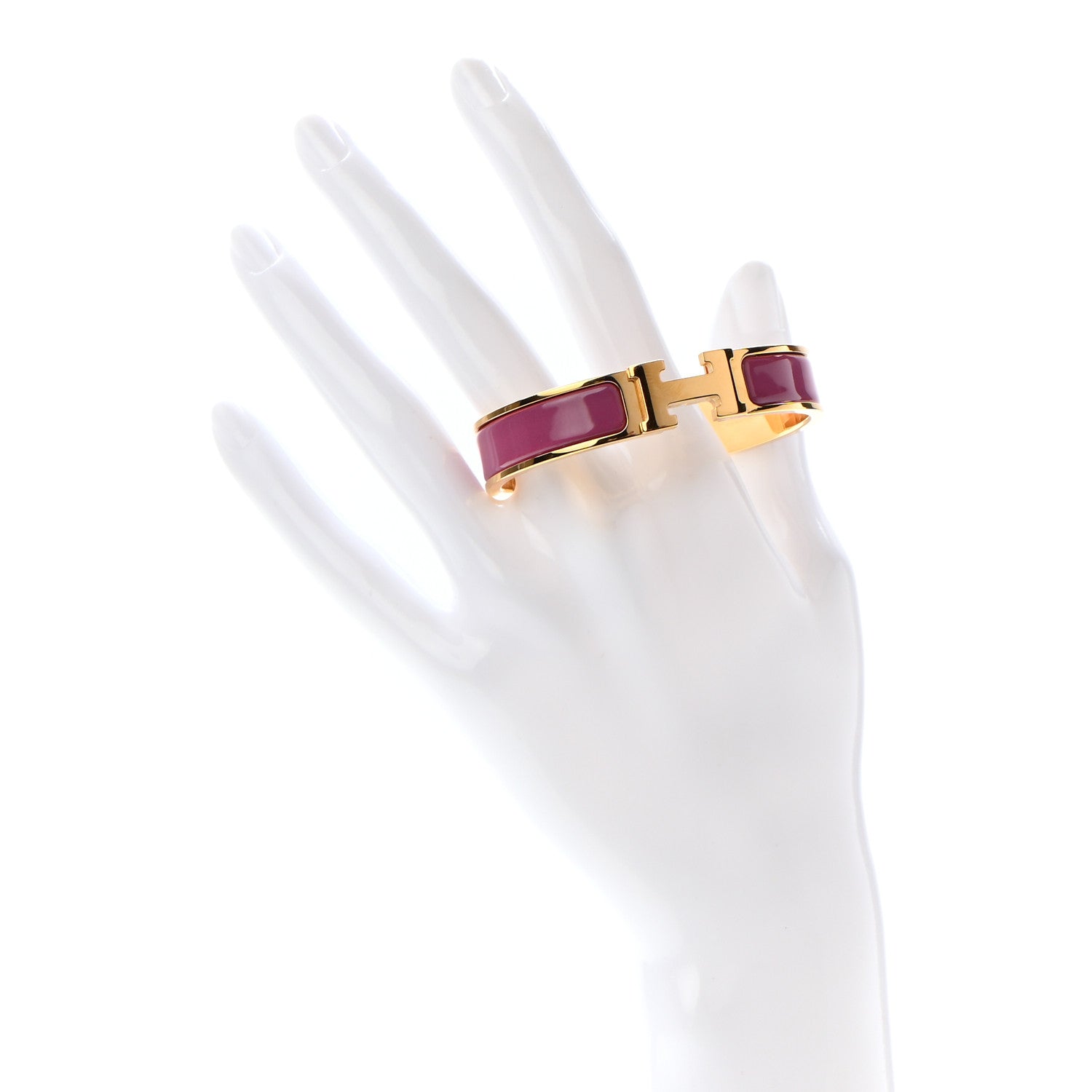 Hermes Enamel Narrow Clic Clac H Bracelet PM Rose Azalee 2 of 5
