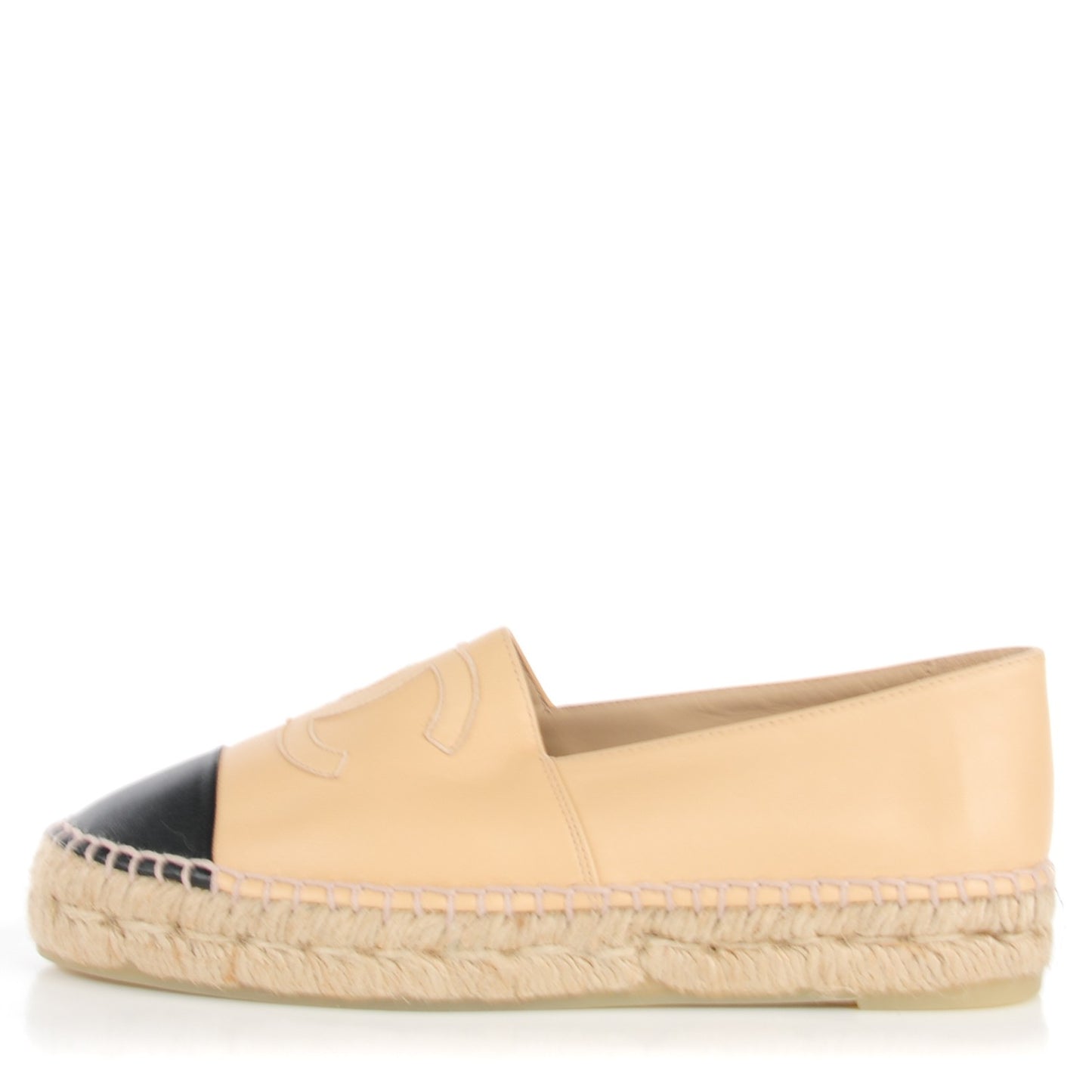 Lambskin CC Espadrilles 37 Beige Black