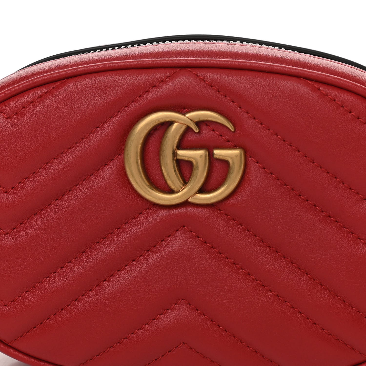 Gucci Calfskin Matelasse GG Marmont Belt Bag 85 34 Hibiscus Red 9 of 11