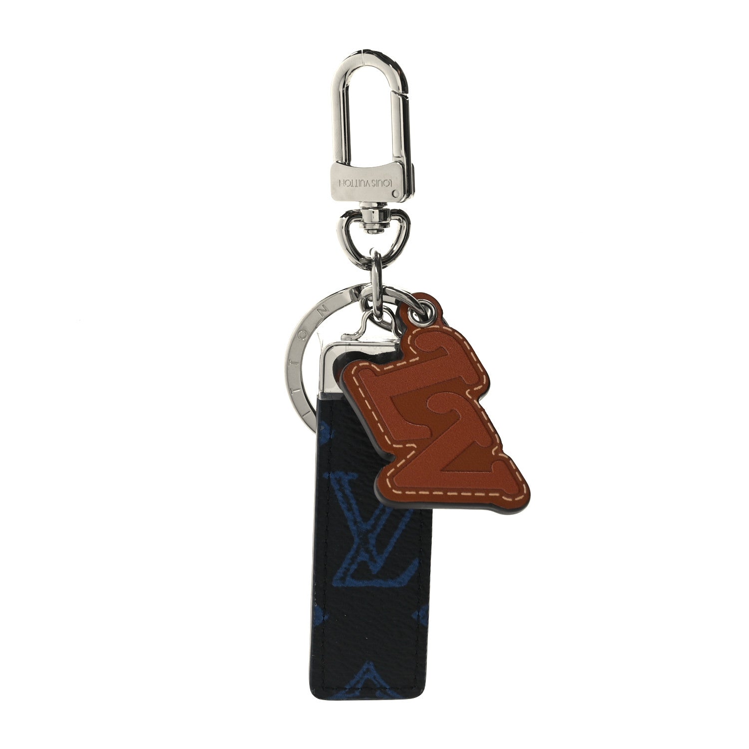 Louis Vuitton Monogram LV Record Tab Bag Charm Key Holder Blue 1 of 3