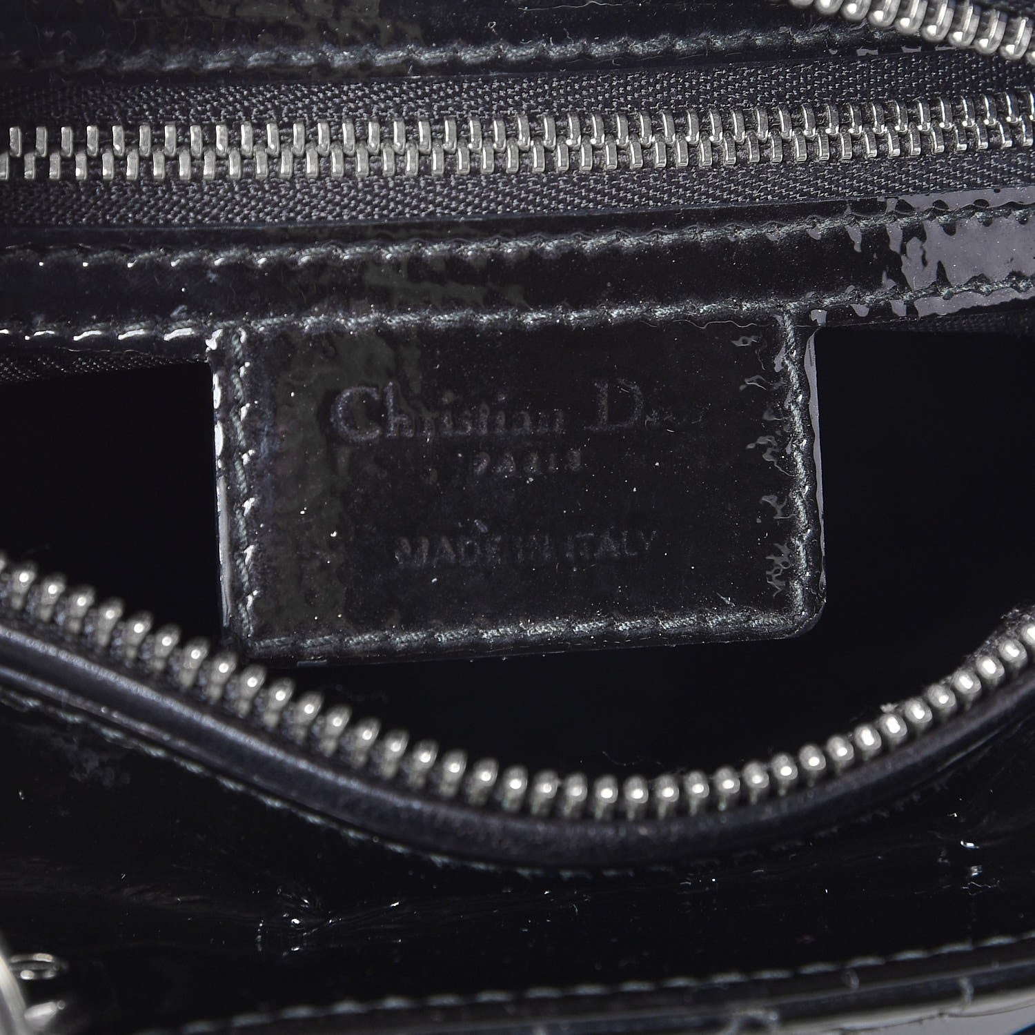 FASHIONPHILE CHRISTIANDIORPatentCannageMediumLadyDiorBlack 7 of 8