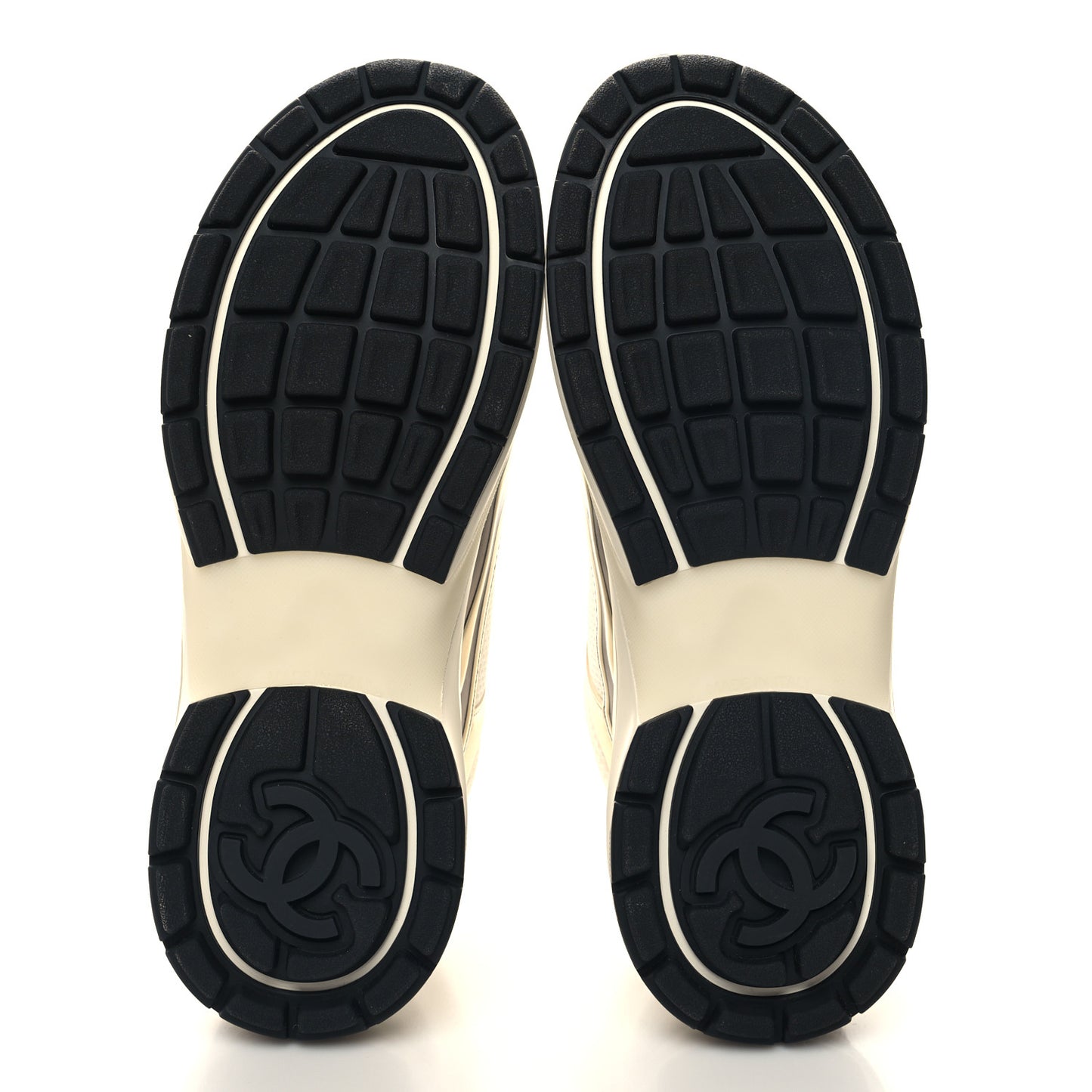 Fabric Laminated Calfskin Stretch CC Sneakers 39 White Gold Silver