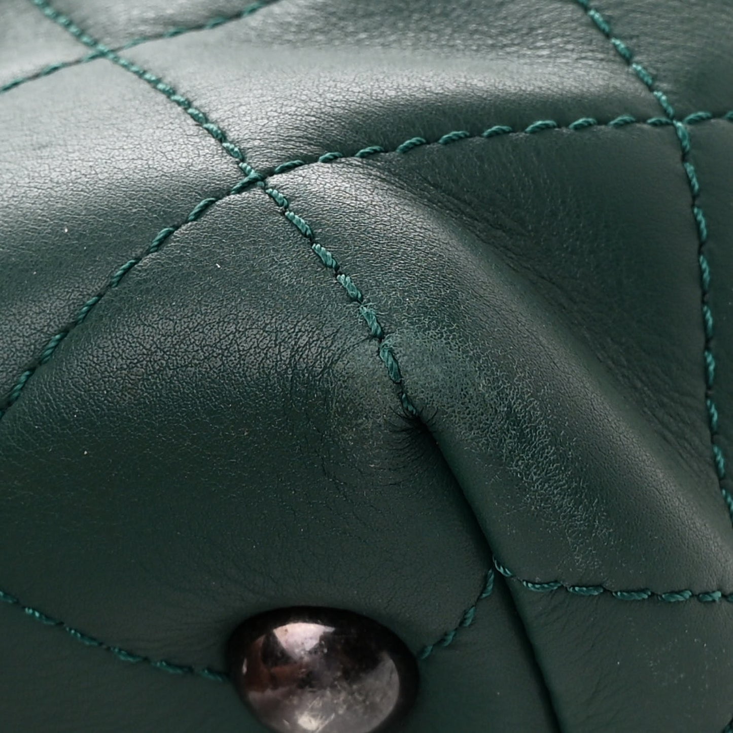 Calfskin Quilted Large Shopping In Chains Tote Green