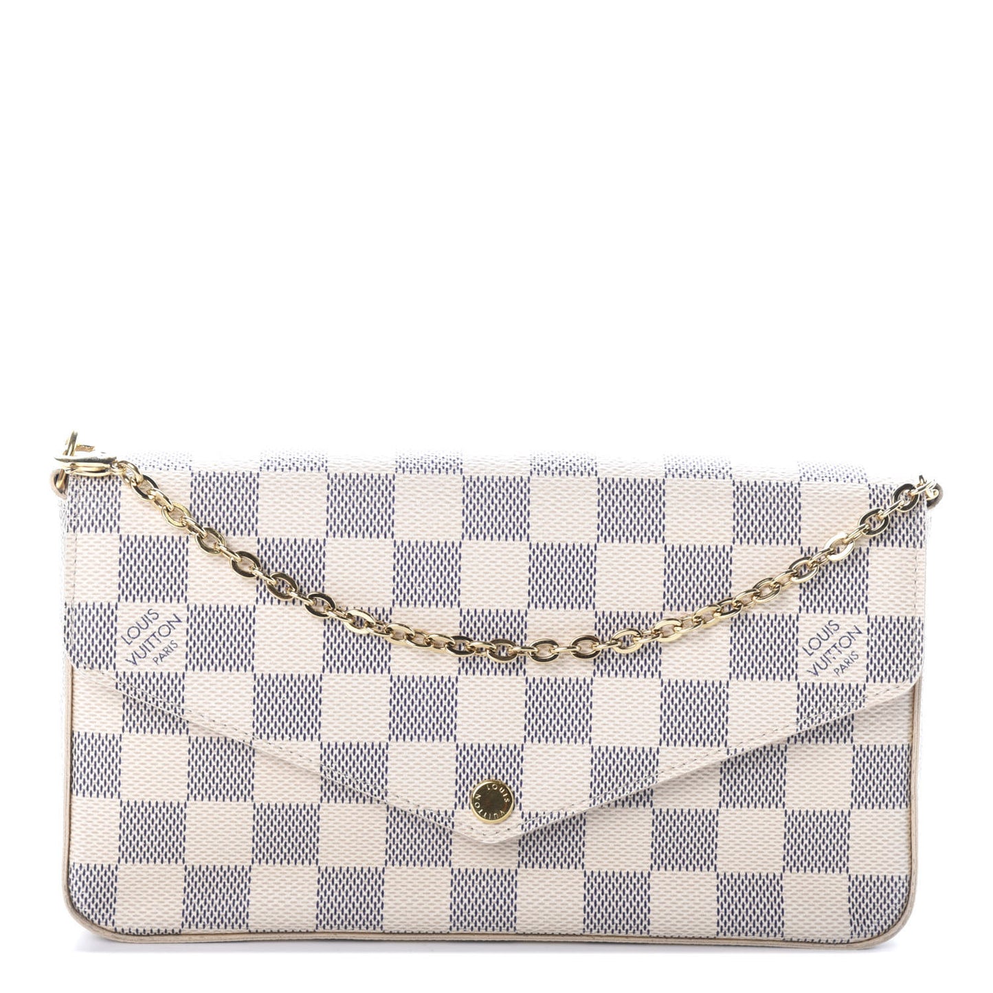 Damier Azur Pochette Felicie Chain Wallet Rose Ballerine