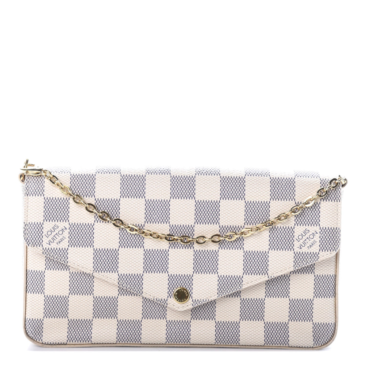 Louis Vuitton Damier Azur Pochette Felicie Chain Wallet Rose Ballerine 1 of 9