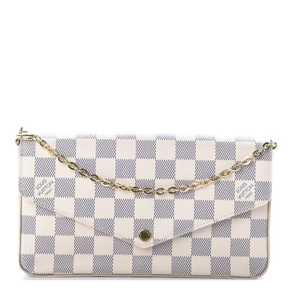 Louis Vuitton Damier Azur Pochette Felicie Chain Wallet Rose Ballerine 1 of 9