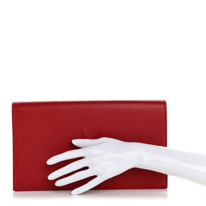 Saint Laurent Calfskin Monogram Large Belle De Jour Clutch Red 2 of 11