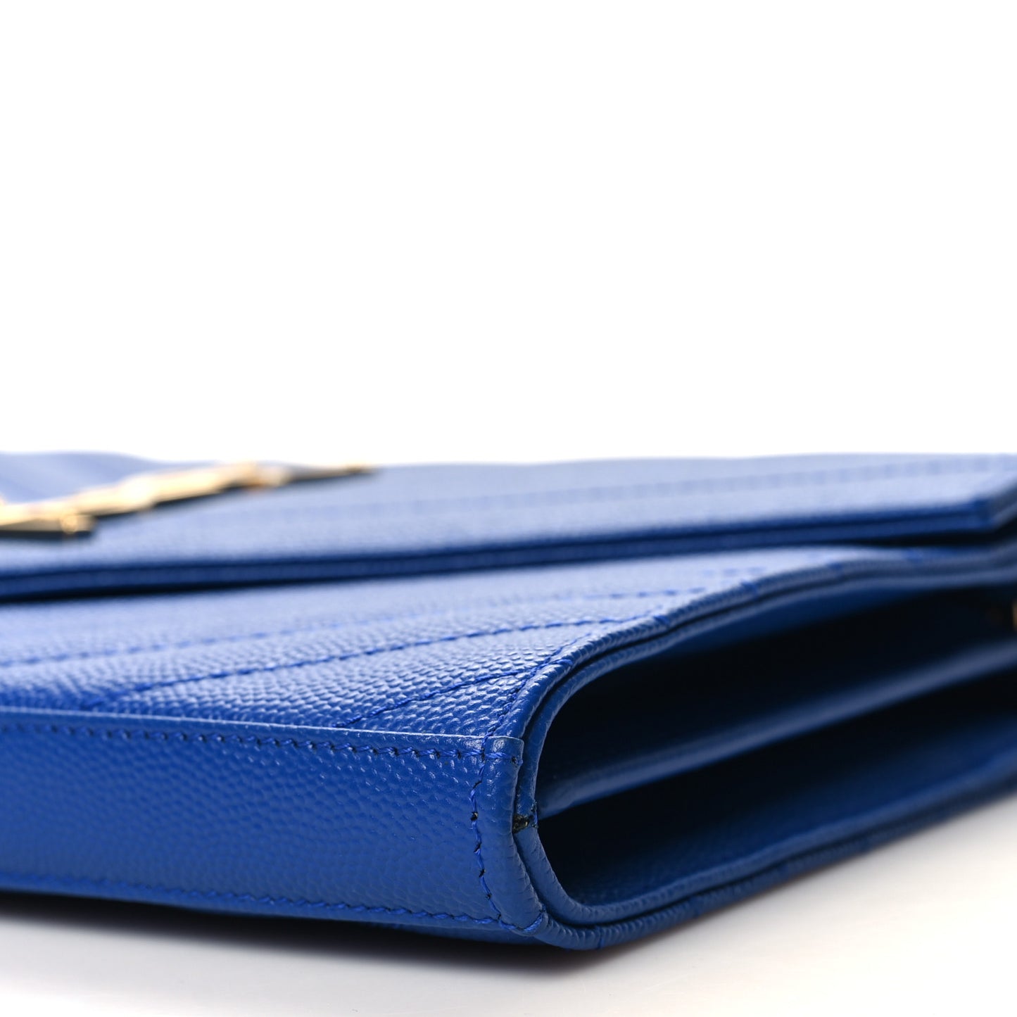 Grain De Poudre Matelasse Chevron Monogram Chain Wallet Blue Majorelle