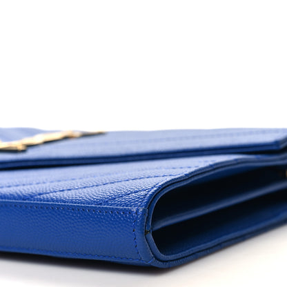Saint Laurent Grain De Poudre Matelasse Chevron Monogram Chain Wallet Blue Majorelle 11 of 12