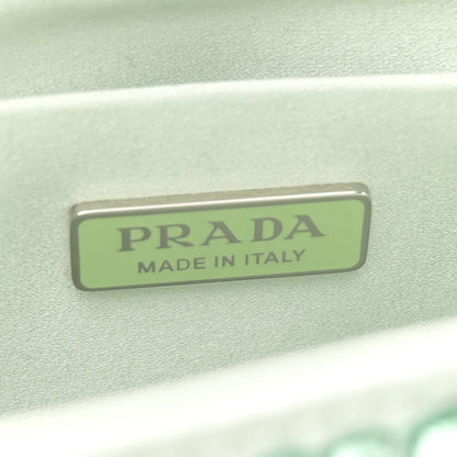 Prada Satin Crystal Metal Triangle Logo Small Double Handle Crossbody Tote Acqua 6 of 11