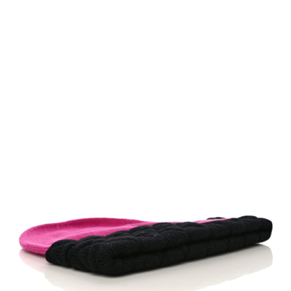 Chanel Cashmere Quilted CC Beanie Hat Pink Purple Black 3 of 9