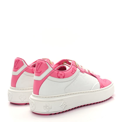 Louis Vuitton Lambskin Embossed Monogram Time Out Sneakers 38 White Pink 4 of 10