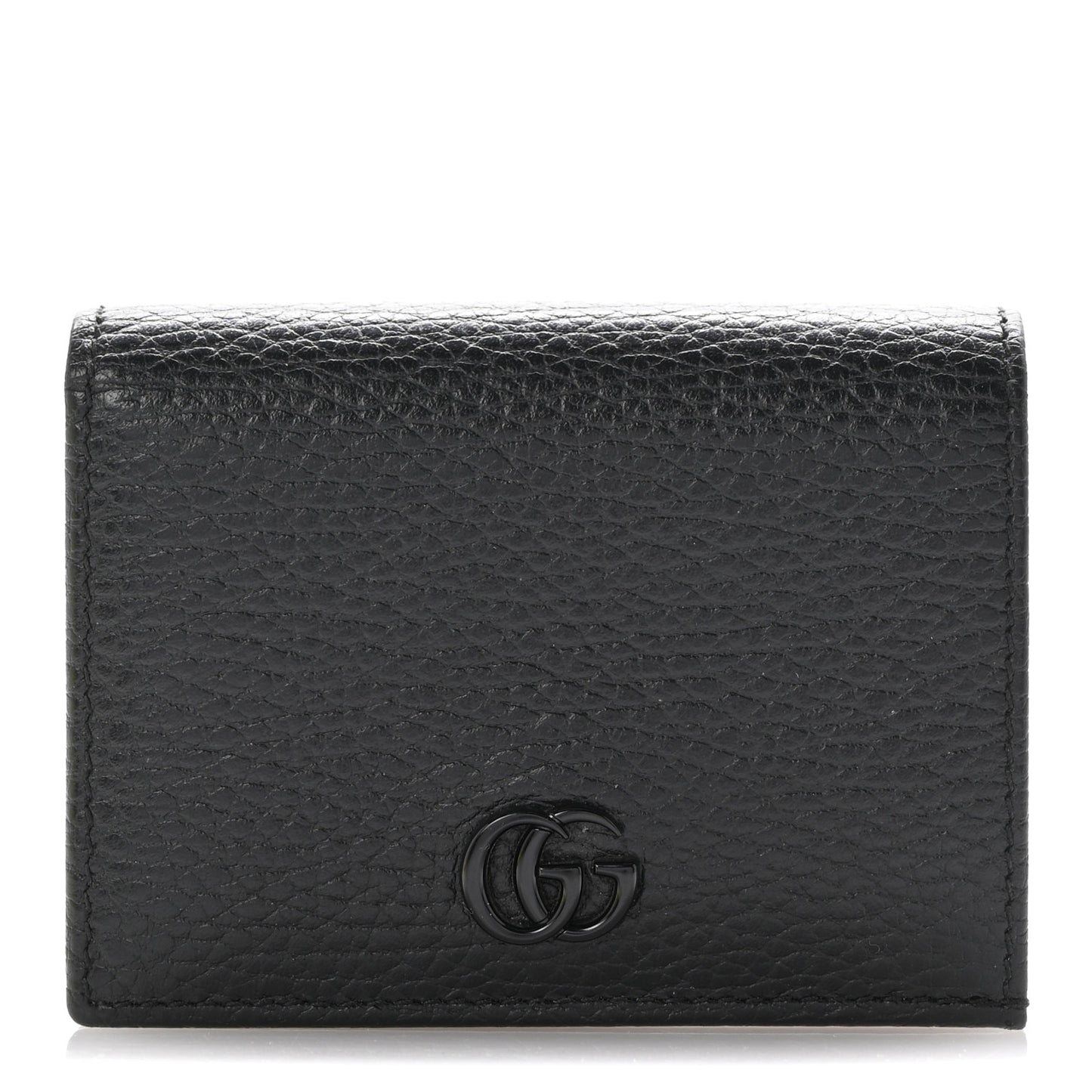 Dollar Calfskin Enamel Monochrome GG Marmont Card Case Black