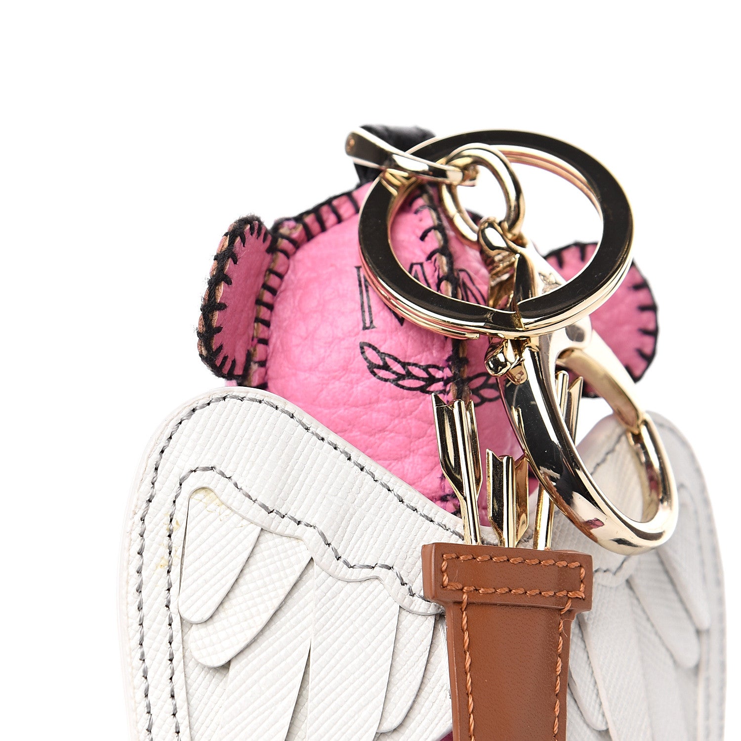 MCM Visetos Angel Bear Key Ring Bag Charm Pink 3 of 4