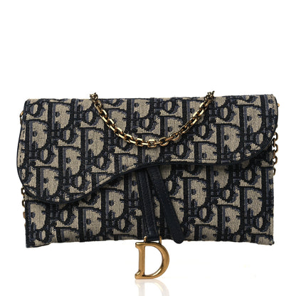 Christian Dior Oblique Saddle Chain Long Wallet Blue 3 of 10