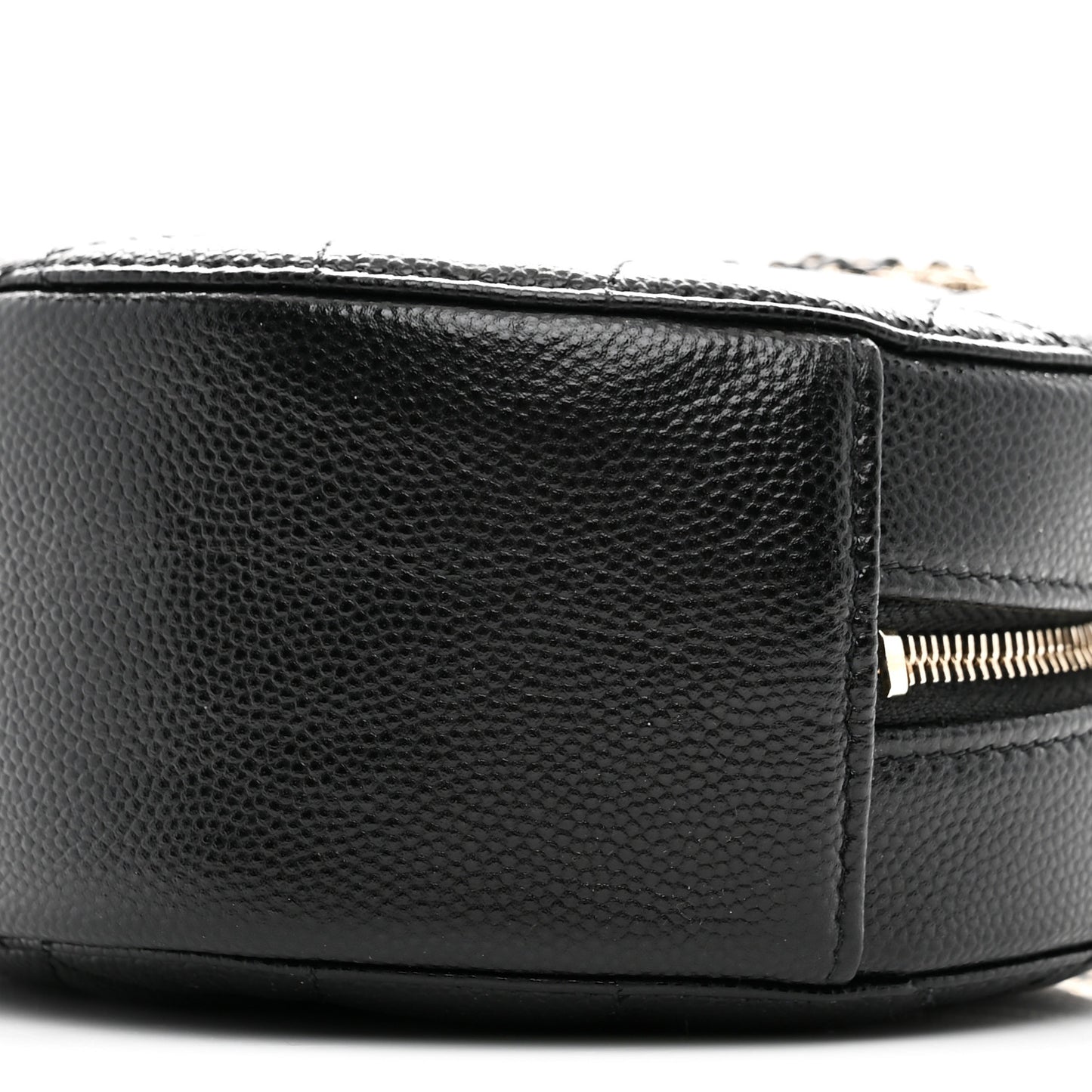 Caviar Quilted Crystal CC Round Clutch With Chain Black