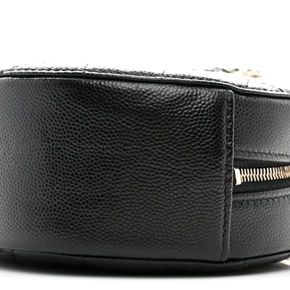 Chanel Caviar Quilted Crystal CC Round Clutch With Chain Black 10 of 10