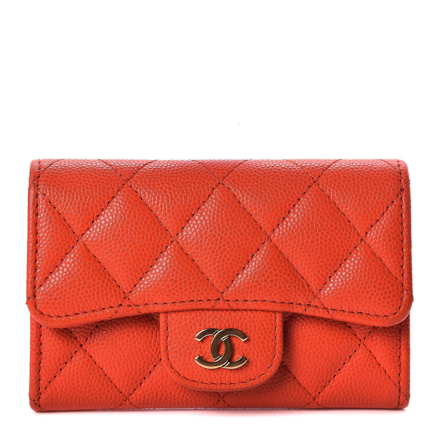 Chanel Caviar Quilted Flap Card Holder Dark Red 1 of 11