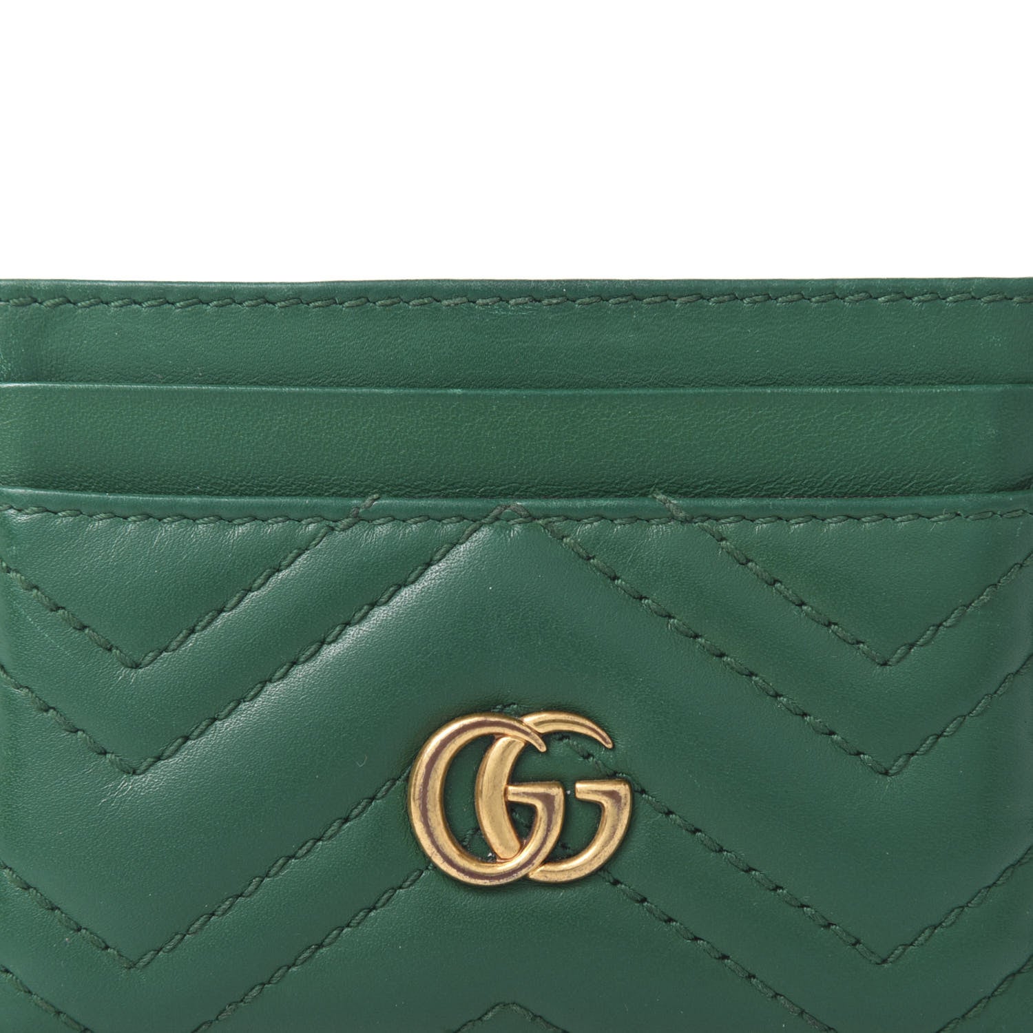 Gucci Calfskin Matelasse GG Marmont Card Holder Emerald Green 7 of 8