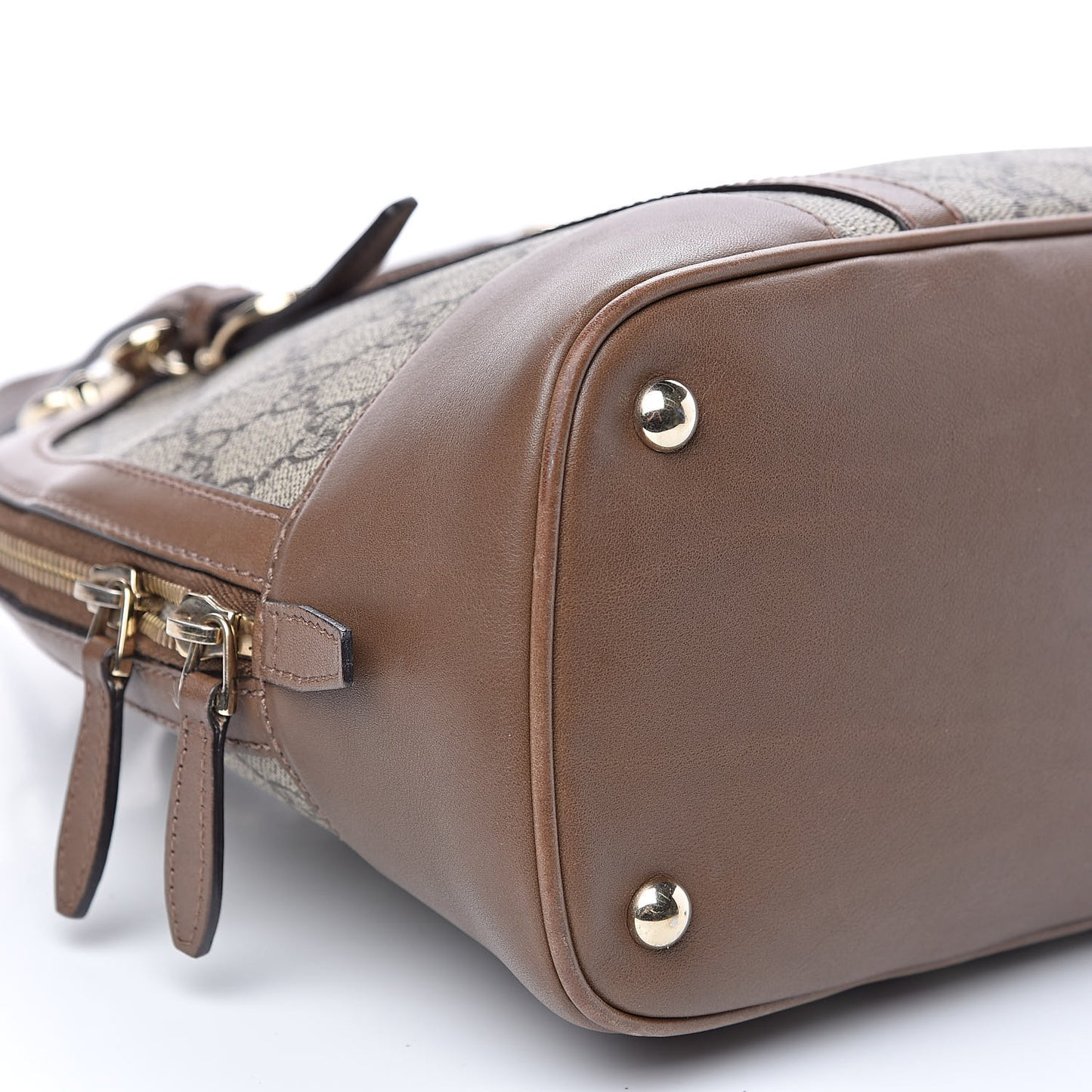 GG Supreme Monogram Margaux Calfskin Small Nice Top Handle Dome Bag Beige Ebony Acero