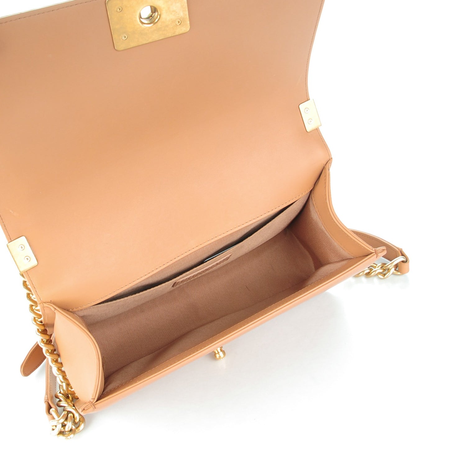 Lambskin Quilted Medium Boy Flap Camel