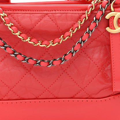 Chanel Aged Calfskin Quilted Small Gabrielle Hobo Red 8 of 10