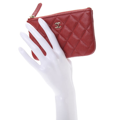 Chanel Shiny Caviar Quilted Small Cosmetic Case Red 2 of 8