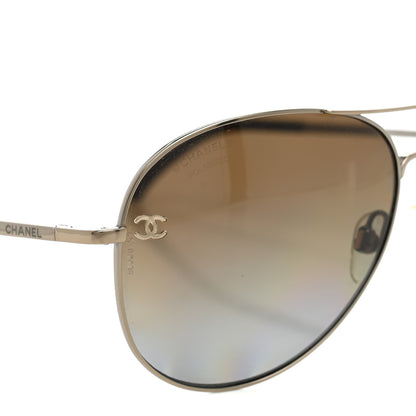 Chanel Metal Polarized CC Aviator Sunglasses 4189-T-Q Silver 7 of 8