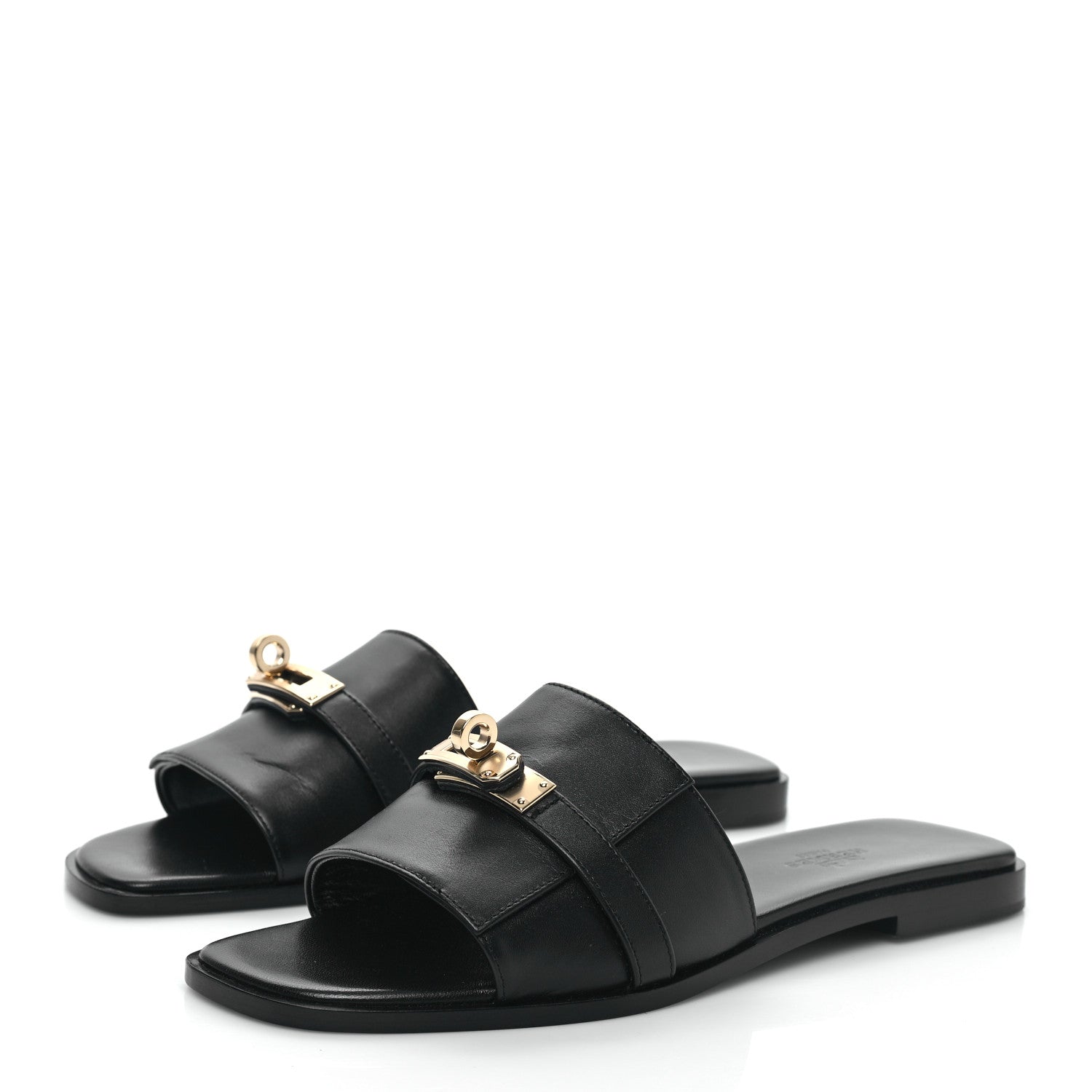 Hermes Calfskin Giulia Sandals 37.5 Black 3 of 8