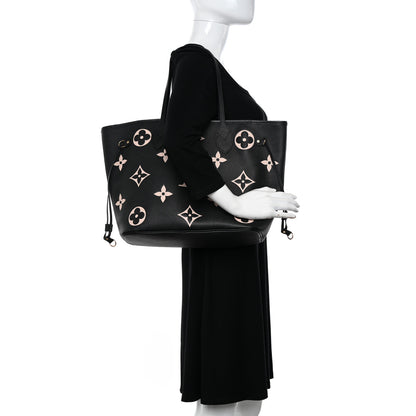 Louis Vuitton Empreinte Monogram Giant Neverfull MM Black Beige 2 of 9