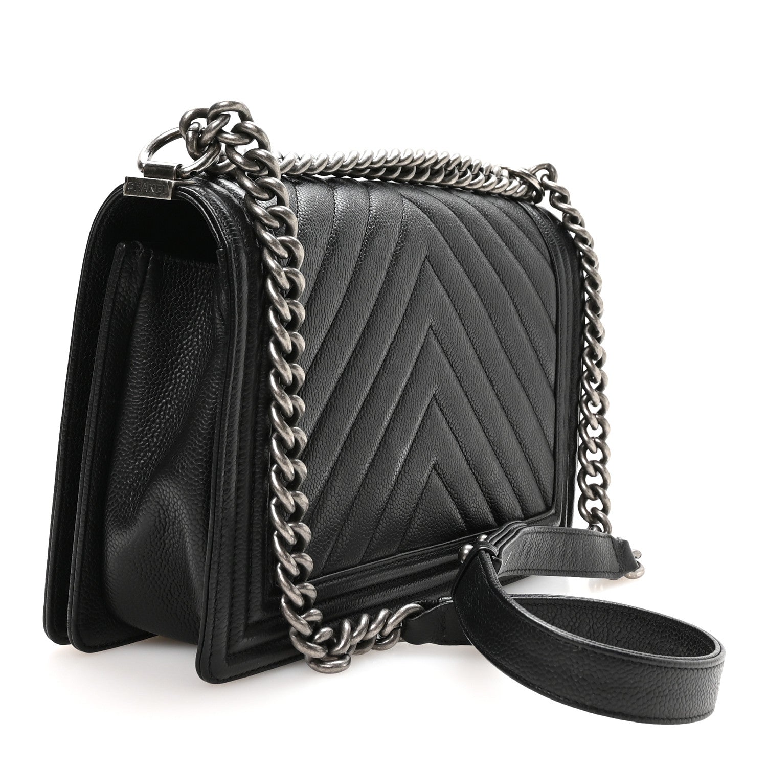 Chanel Calfskin Chevron Quilted New Medium Boy Flap Black 2 of 10