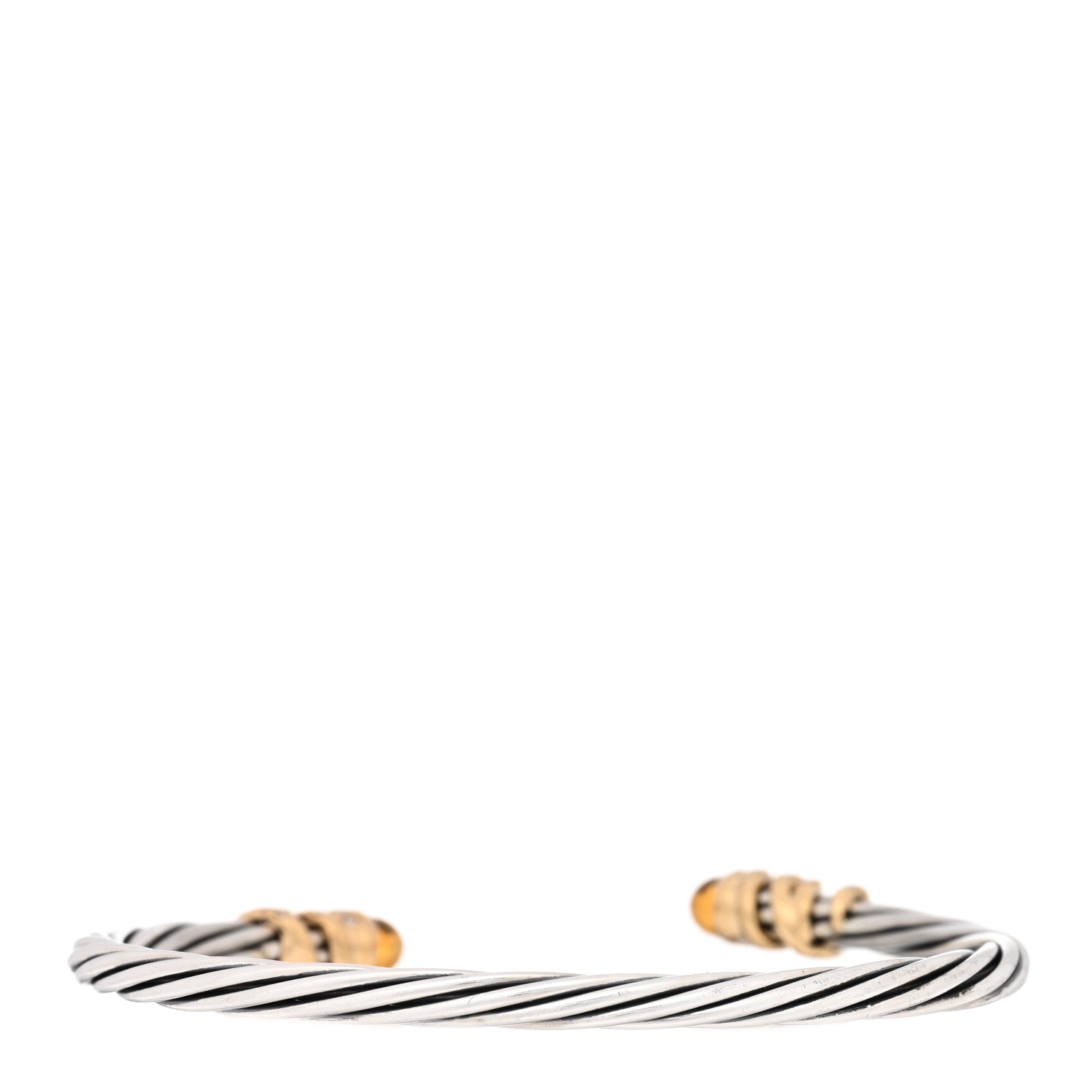 David Yurman Sterling Silver 18K Yellow Gold Diamond Citrine Helena Cuff Bracelet 2 of 4