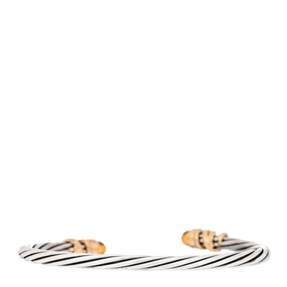 David Yurman Sterling Silver 18K Yellow Gold Diamond Citrine Helena Cuff Bracelet 2 of 4
