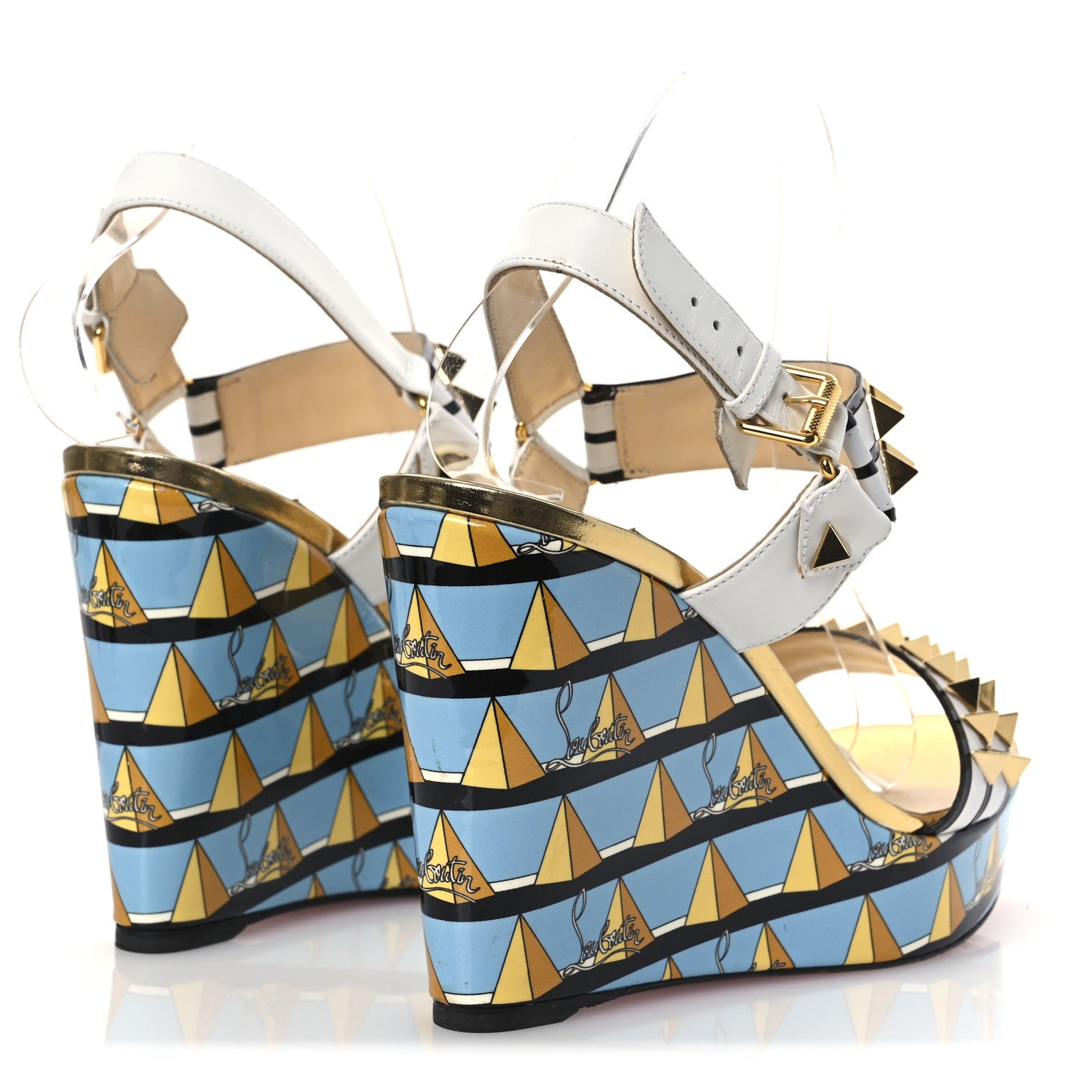 Christian Louboutin Patent Calfskin Studded Griotta 110 Wedges 40 Multicolor 5 of 12